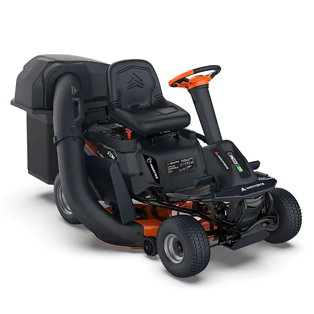 akku aufsitzrasenmäher yard force e559 56v/50ah fangkorb, seitenauswurf und mulchen