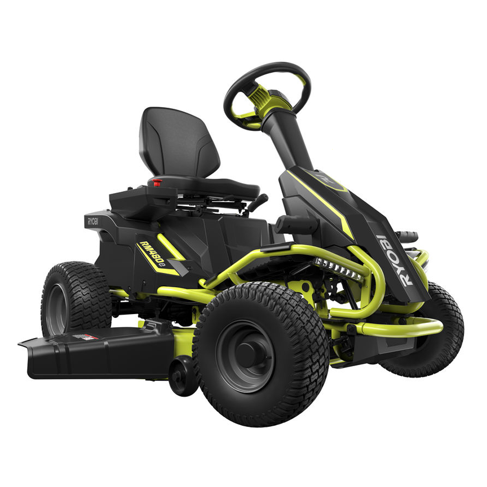 akku rasentraktor ryobi rm480e mulchfunktion seitenauswurf 4x12v bleiakku