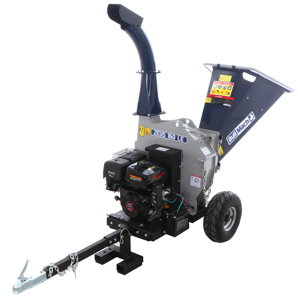 bullmach zeus 160 le benzin häcksler mit anhängerkupplung loncin 420 cm³ e starter