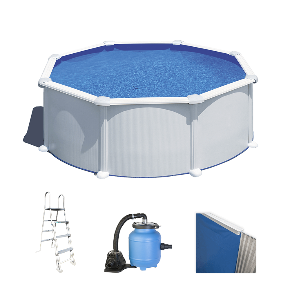 gre atlantis rund Ø350 x 120cm aufstellpool aus stahl aqualoon filter