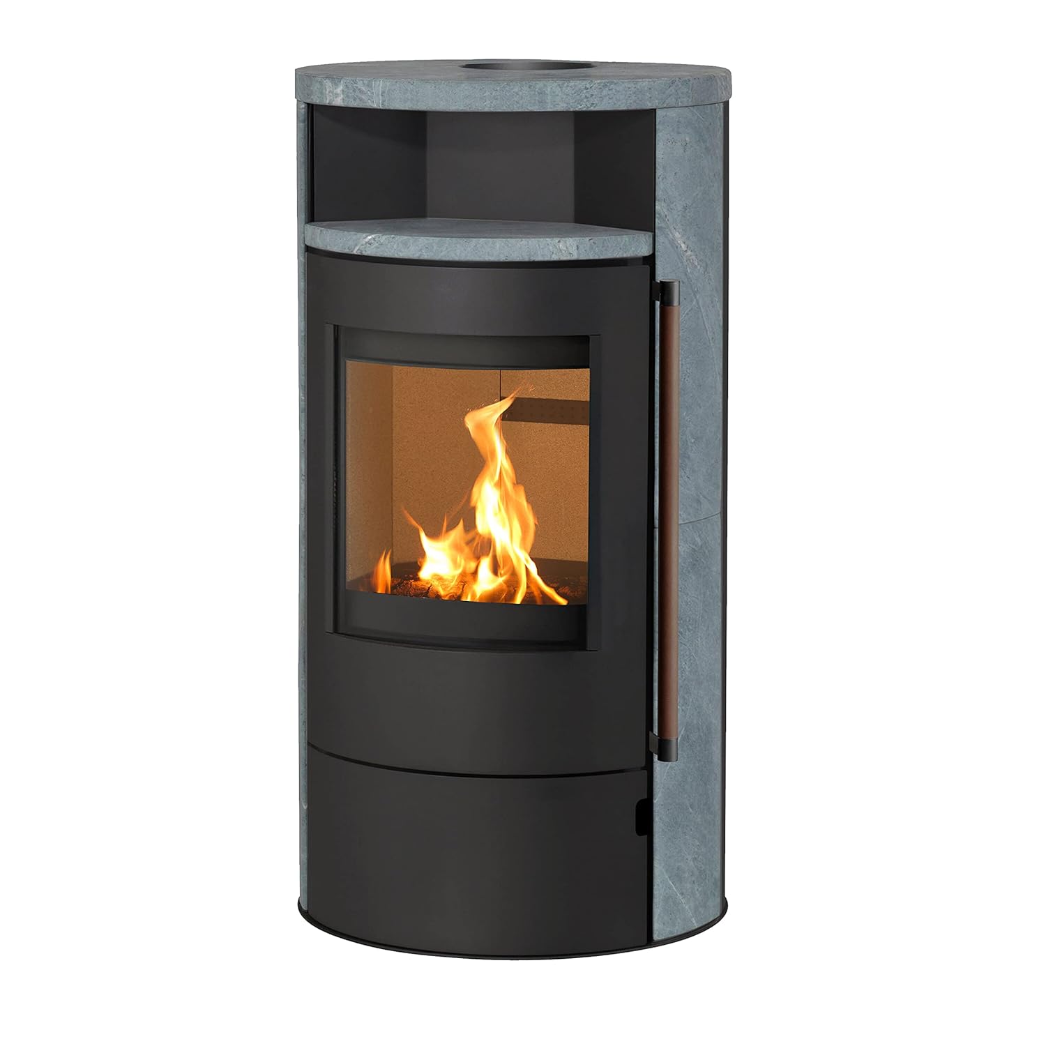 H&M Kaminofen München Max Style schwarz/Naturstein 150mm Rauchrohranschluss 8kw Holzofen Kohle Schwedenofen Steinverkleidung