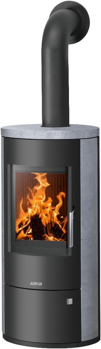 JUSTUS Austin Kaminofen 7 kW für Scheitholz und Kohlebriketts Speckstein-Schwarz