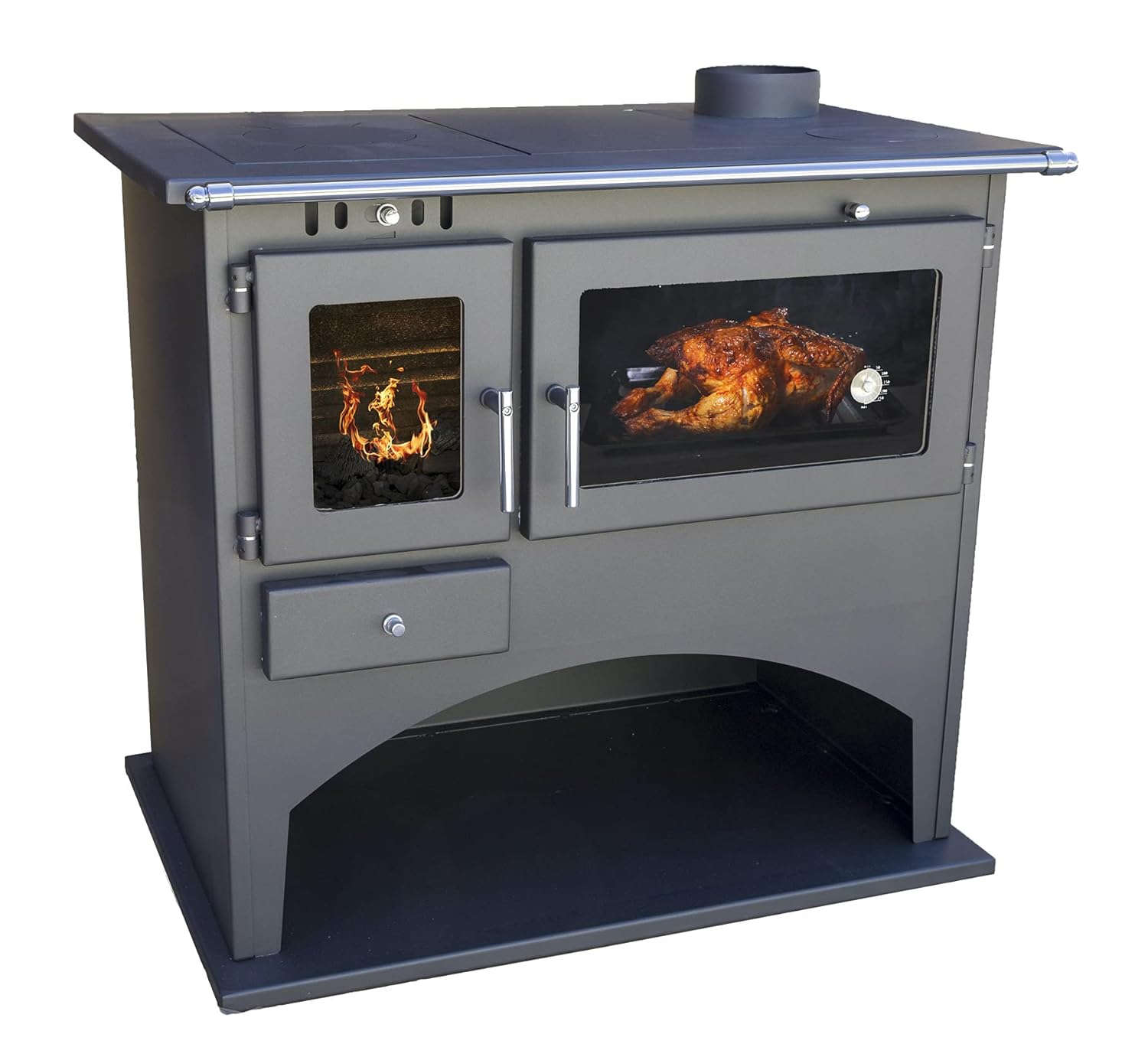 Kaminofen mit Backfach und Herdplatte 25071 Werkstattofen Viki 10