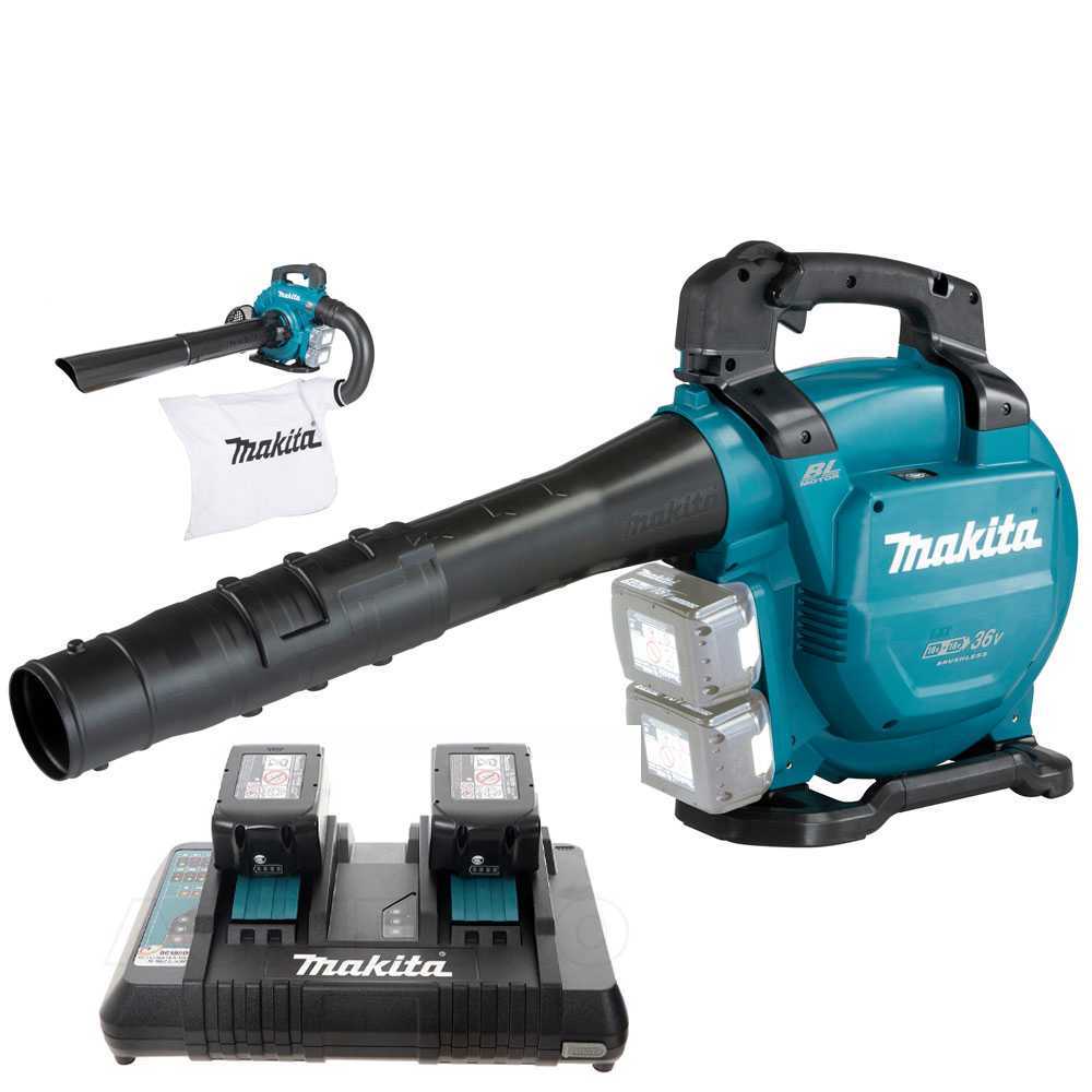 laubbläser laubsauger makita dub363 36v 2 batterien 18v 5ah inklusive